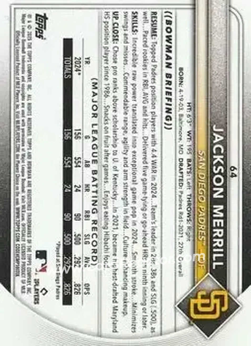 Back of Jackson Merrill