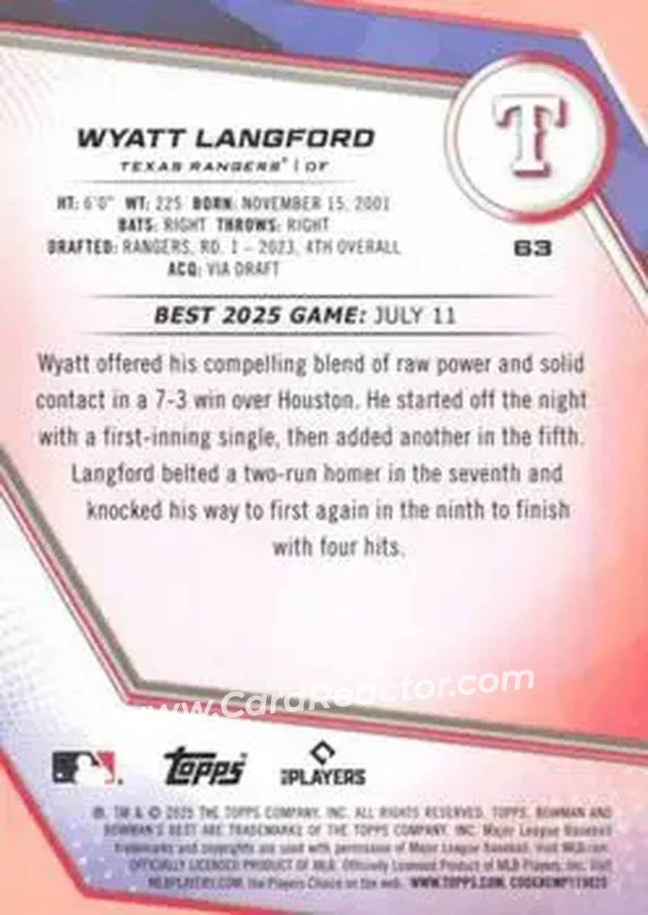 Back of Wyatt Langford