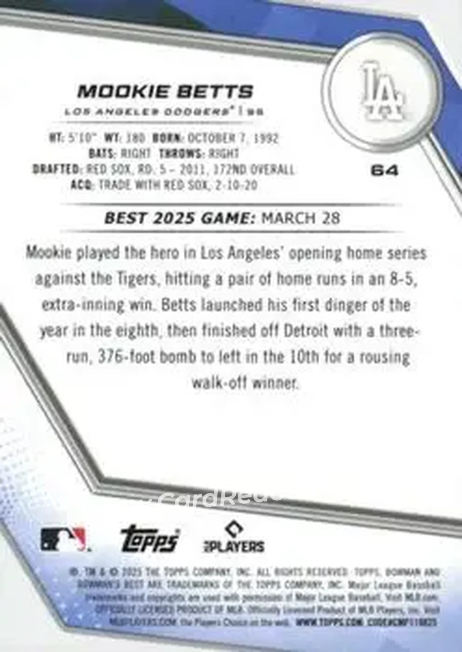 Back of Mookie Betts