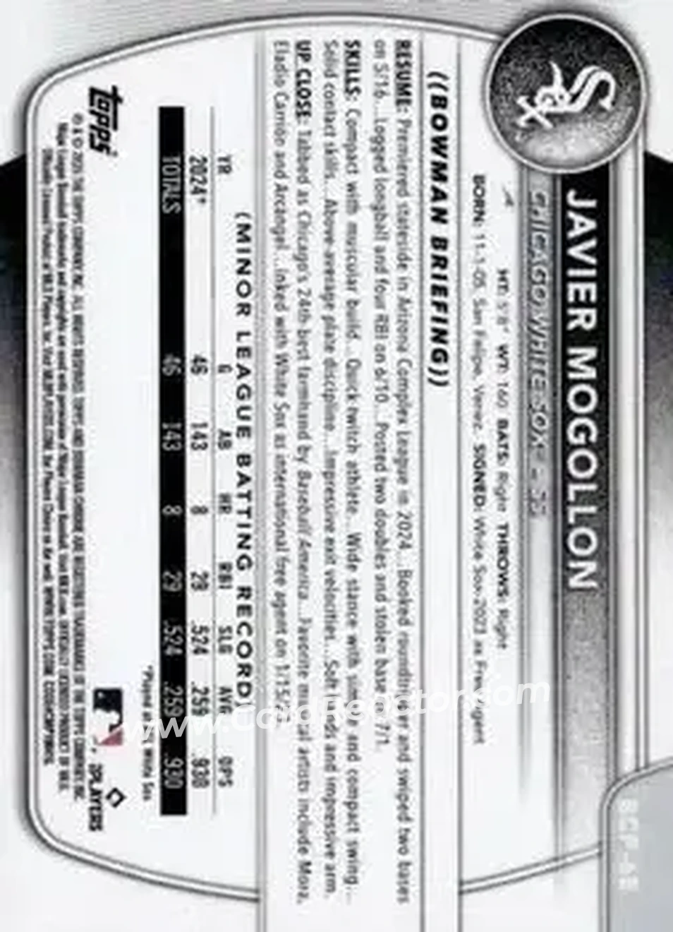 Back of Javier Mogollon