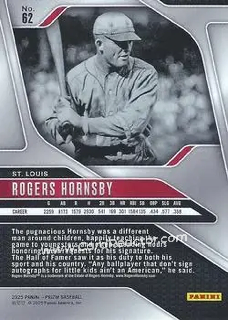 Back of Rogers Hornsby