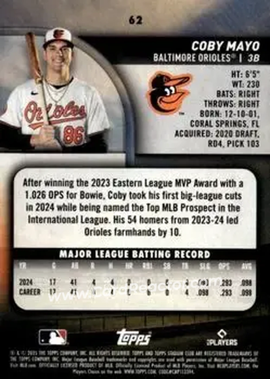 Back of Coby Mayo