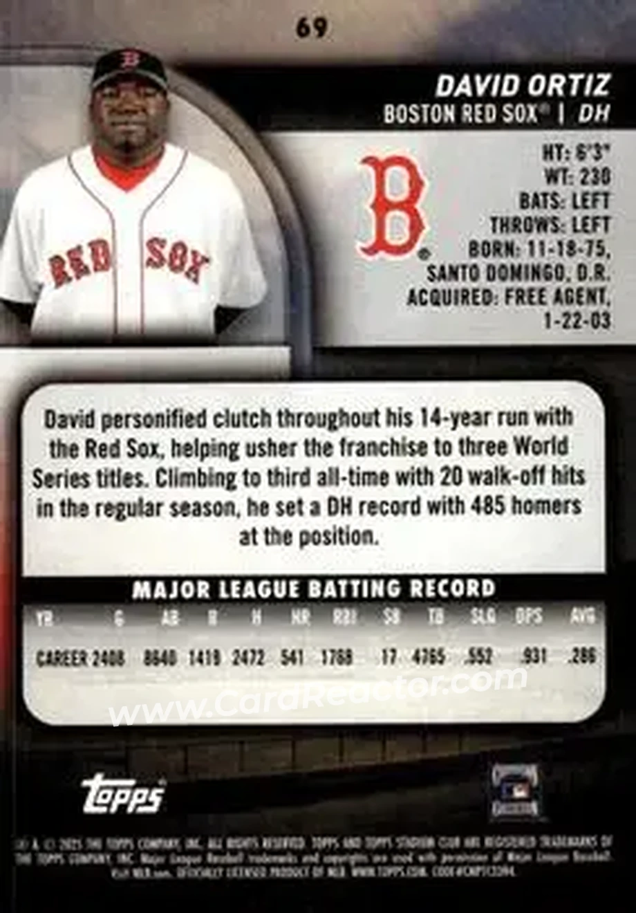 Back of David Ortiz