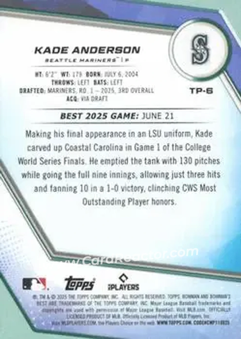 Back of Kade Anderson