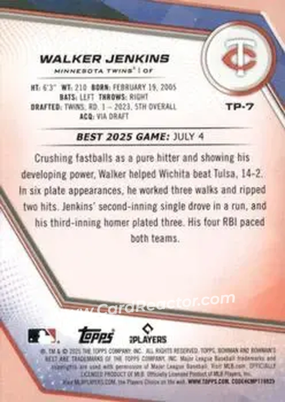 Back of Walker Jenkins