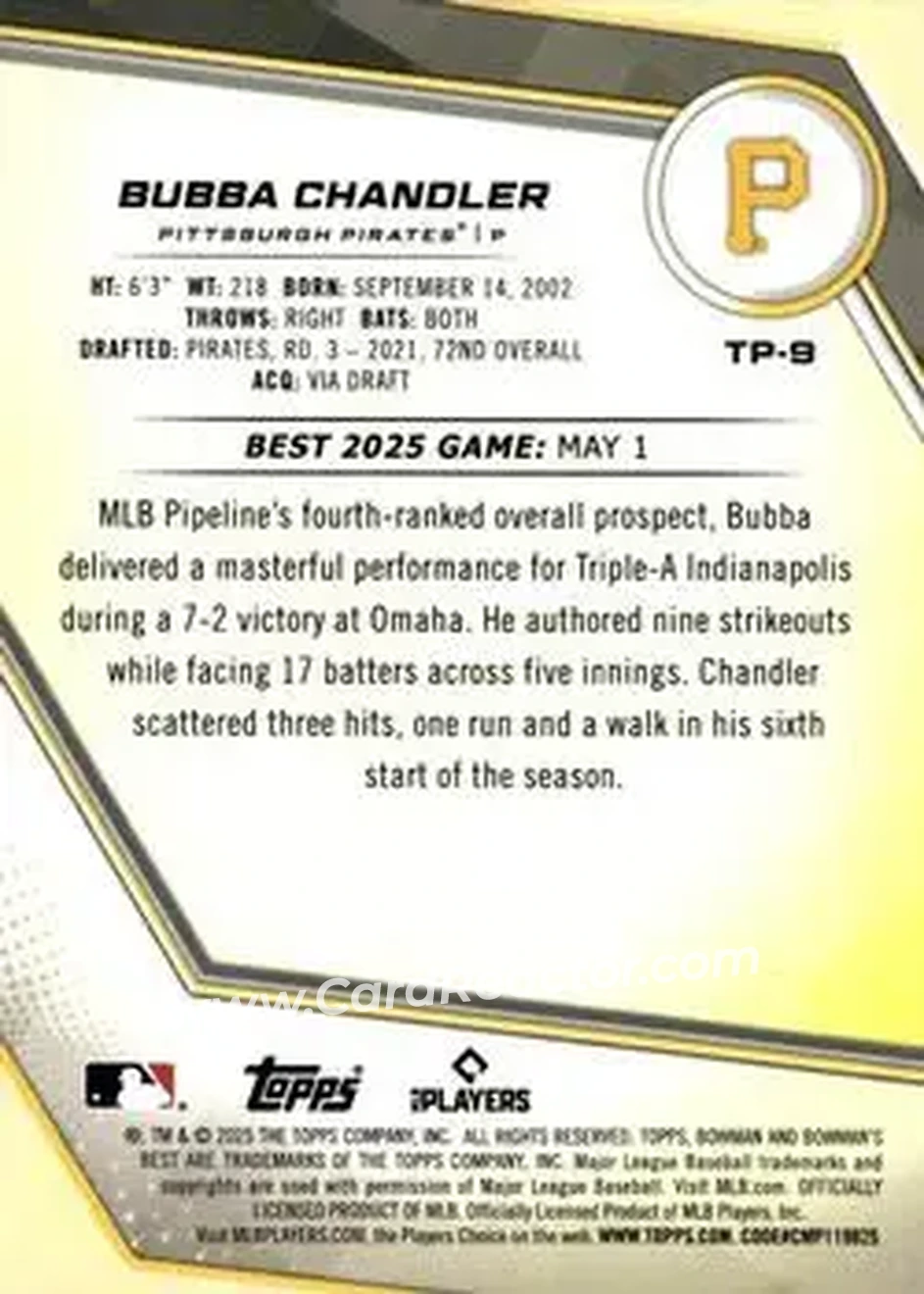 Back of Bubba Chandler