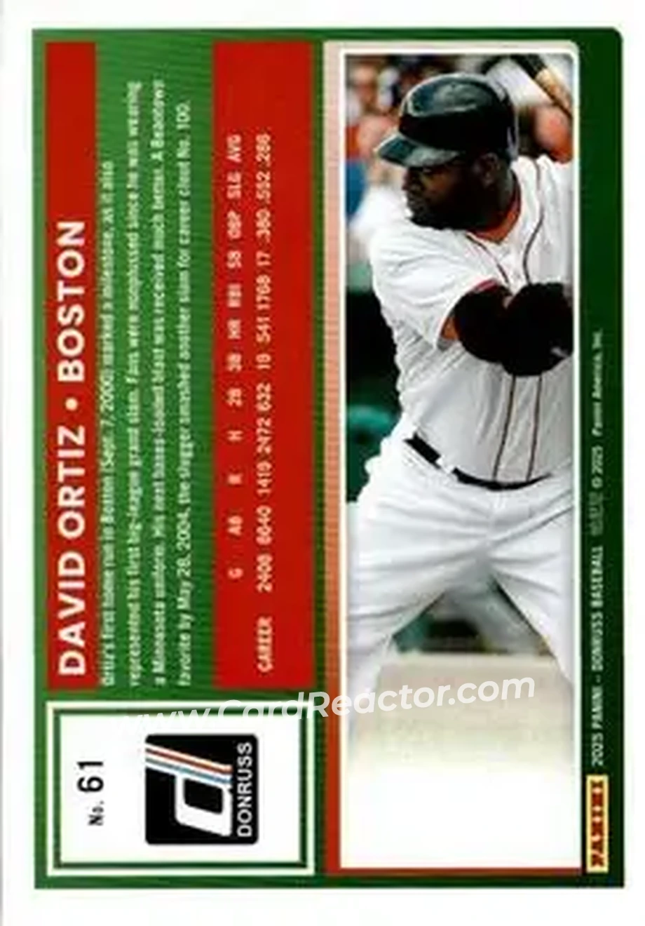Back of David Ortiz
