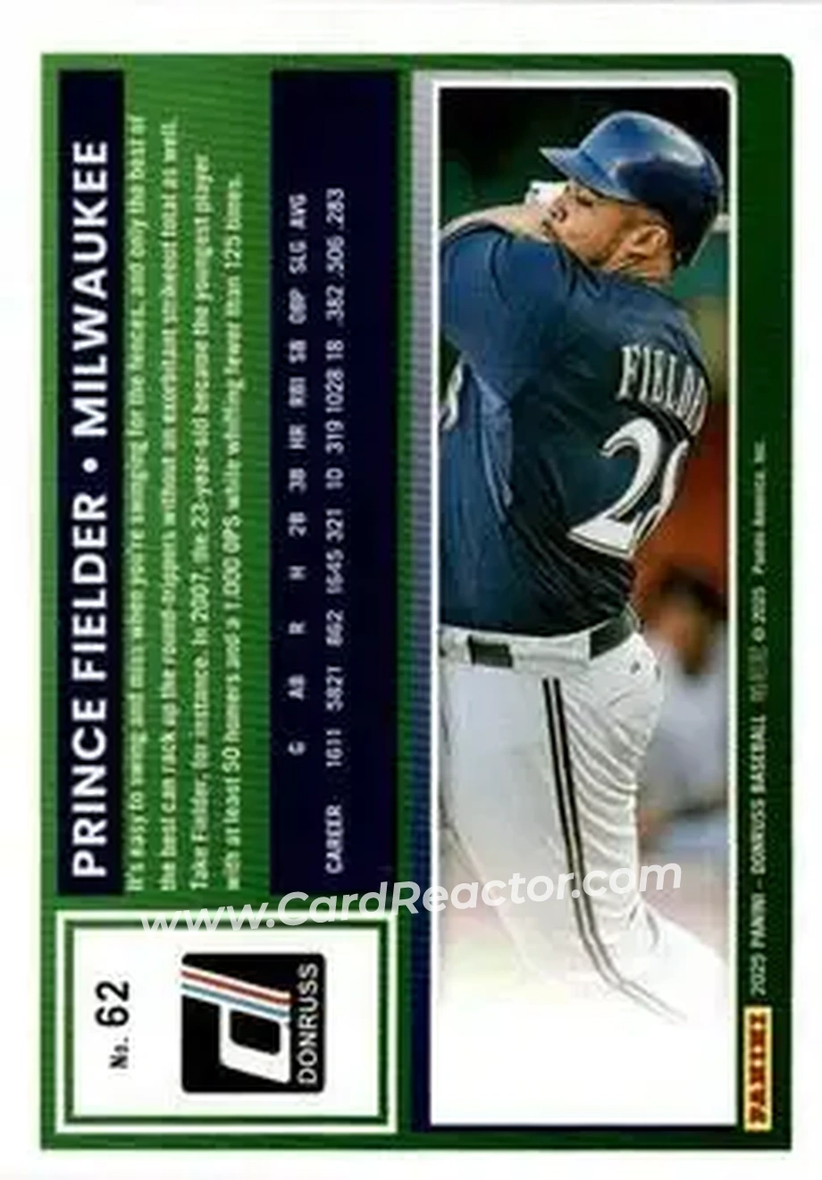 Back of Prince Fielder