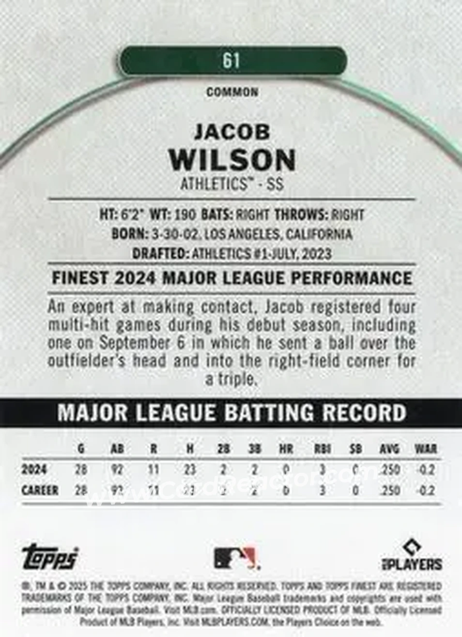 Back of Jacob Wilson