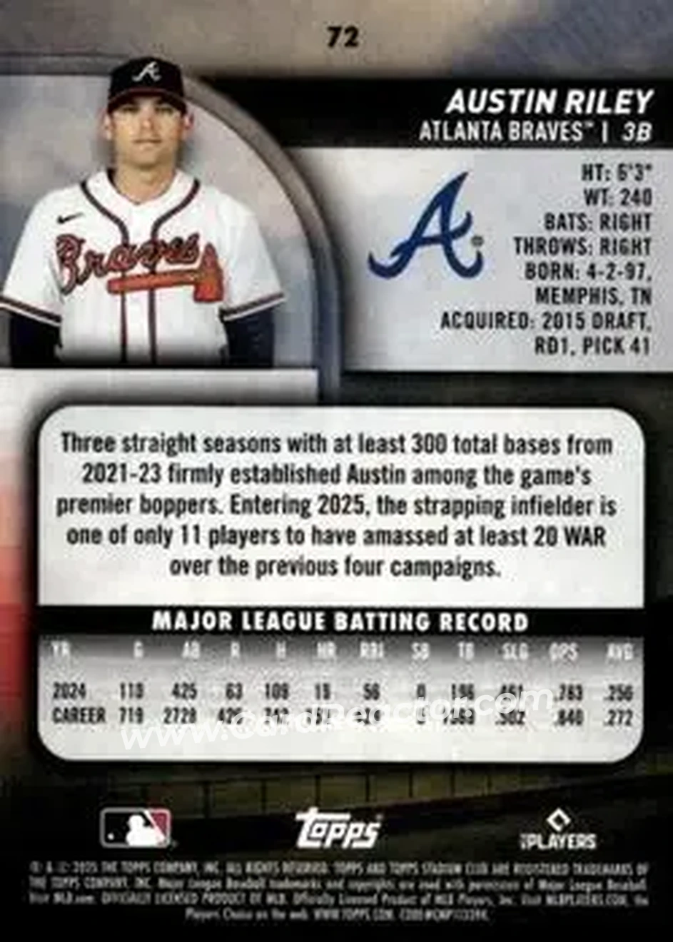 Back of Austin Riley