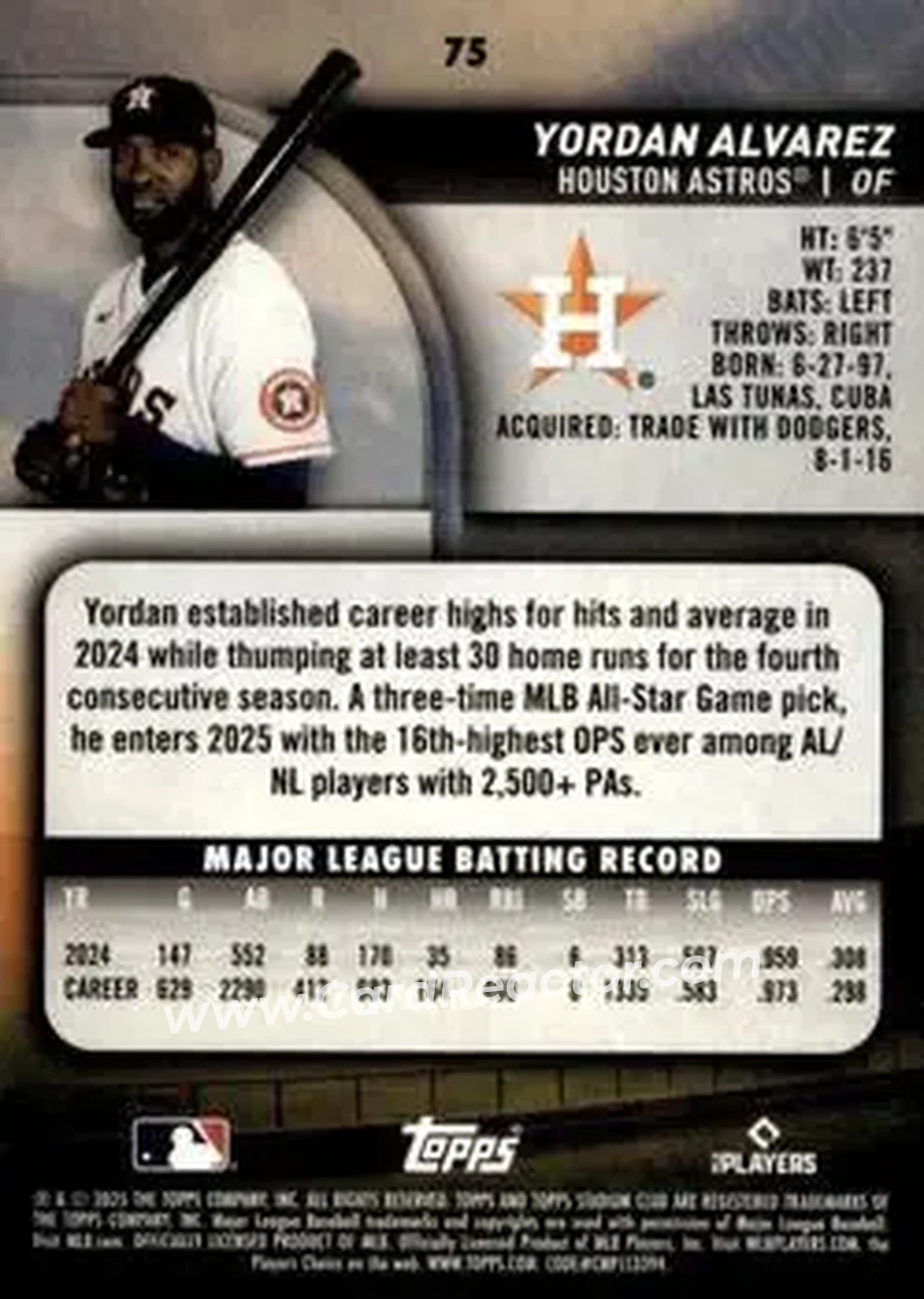 Back of Yordan Alvarez
