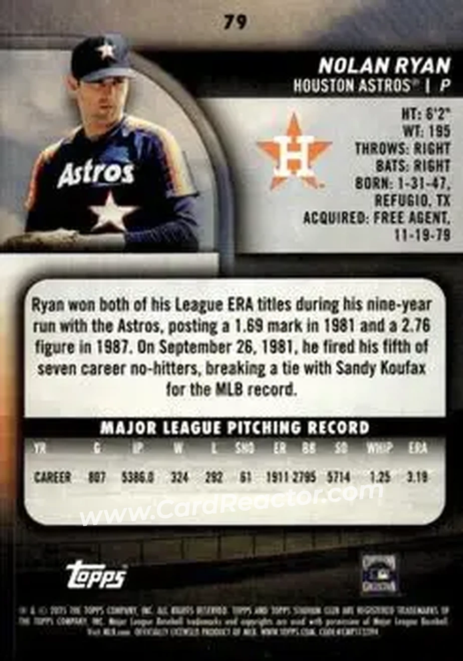 Back of Nolan Ryan