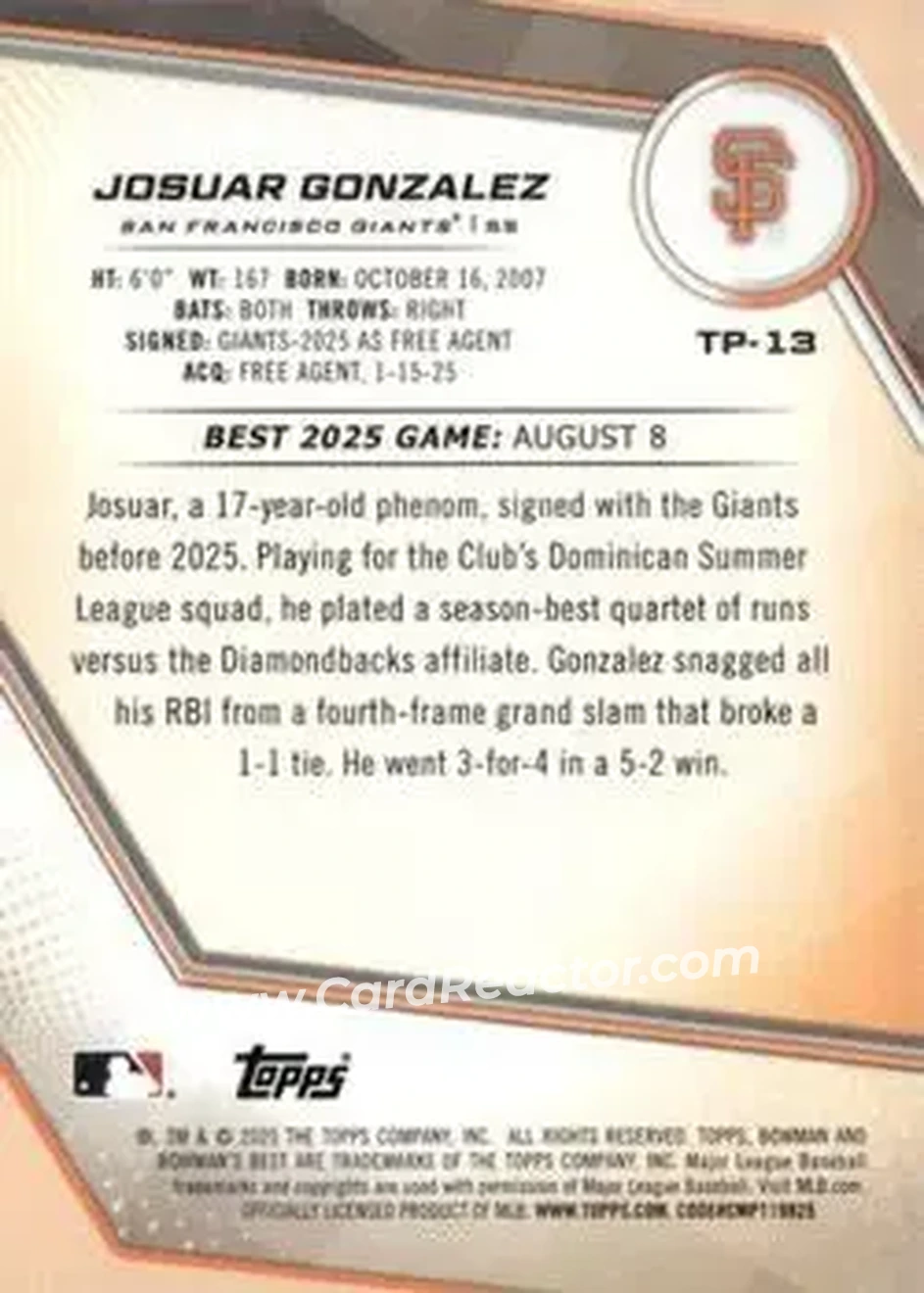 Back of Josuar Gonzalez