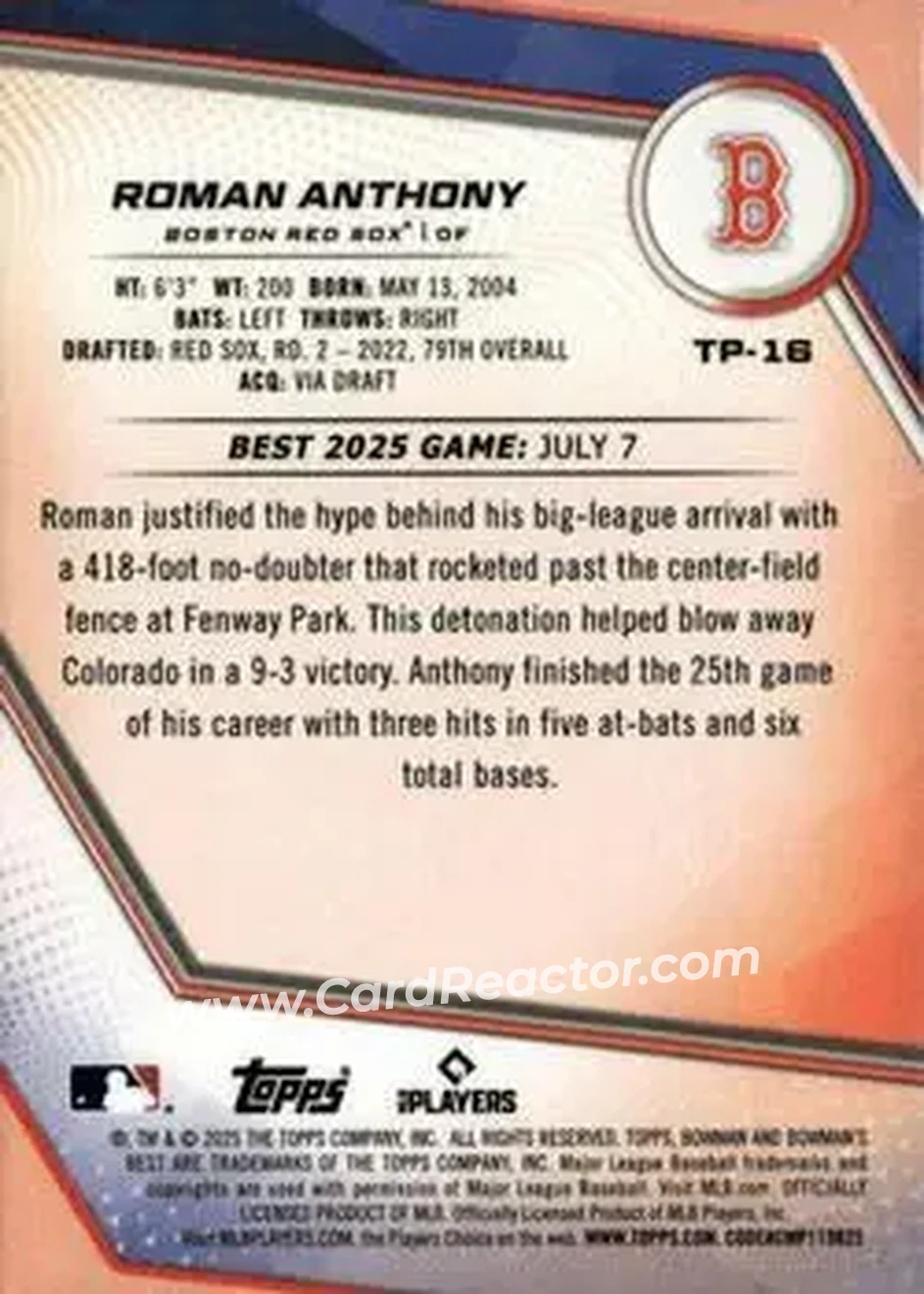 Back of Roman Anthony