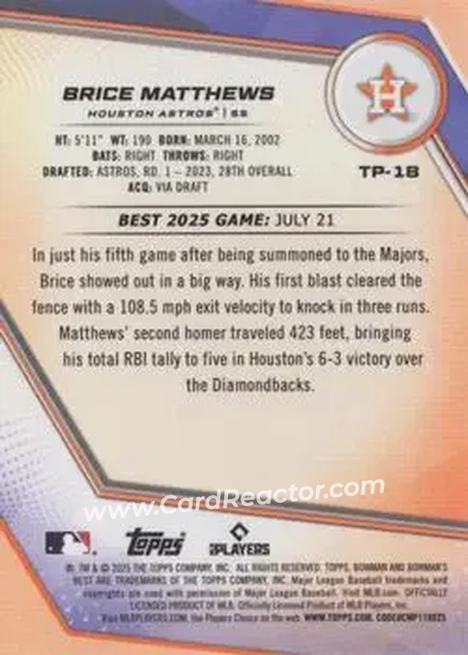 Back of Brice Matthews