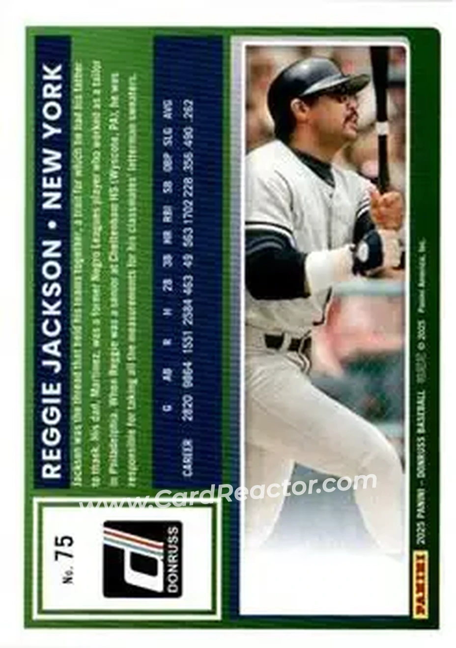 Back of Reggie Jackson (b.1946 OF)