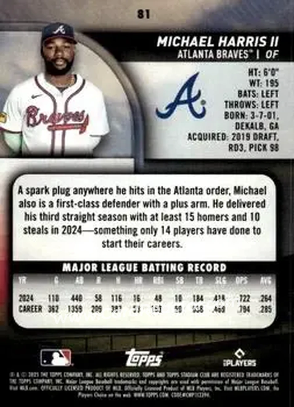 Back of Michael Harris II