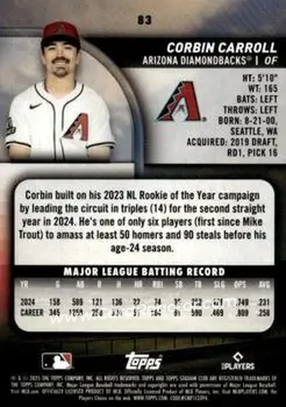 Back of Corbin Carroll