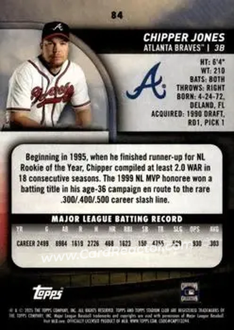 Back of Chipper Jones
