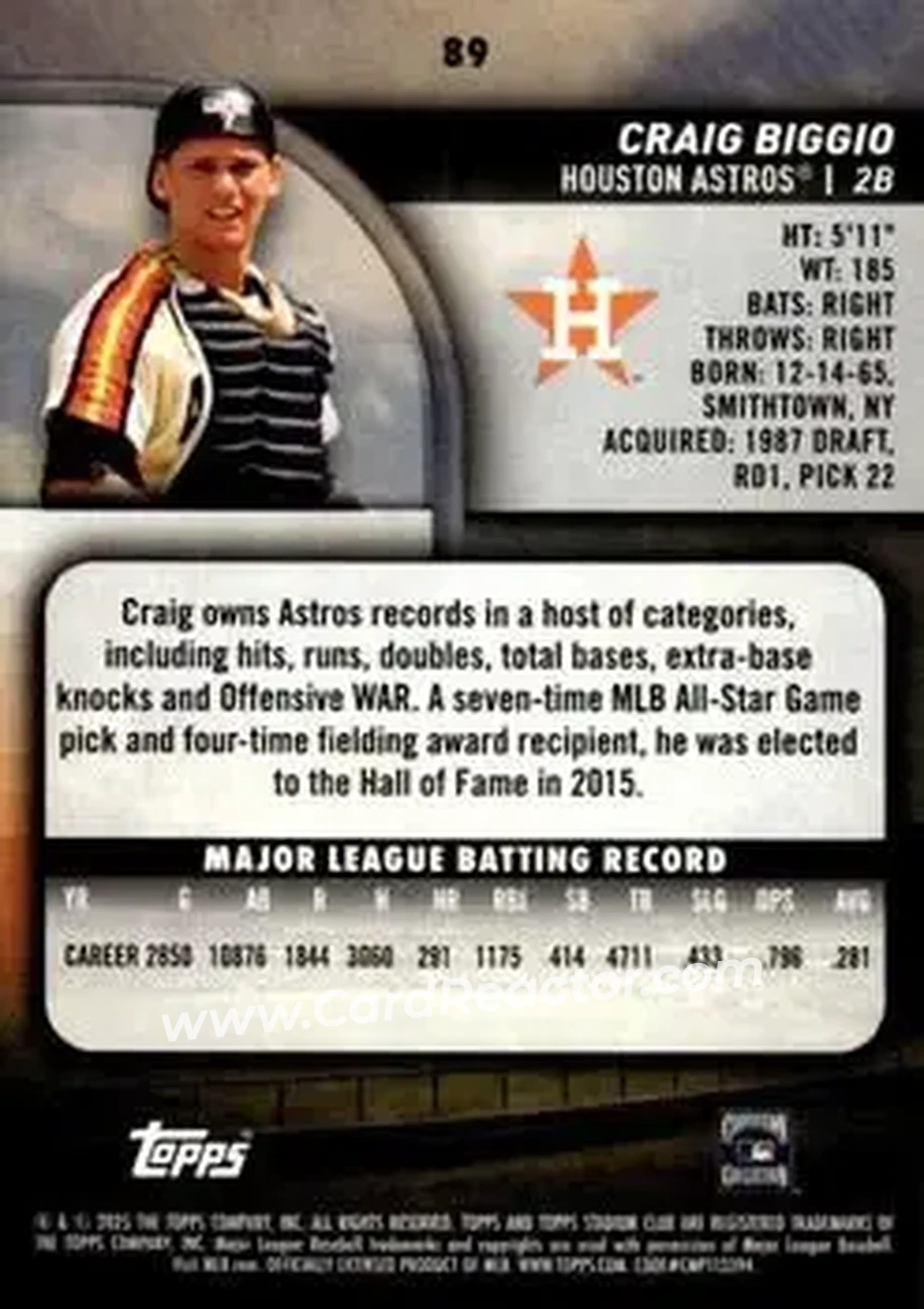Back of Craig Biggio