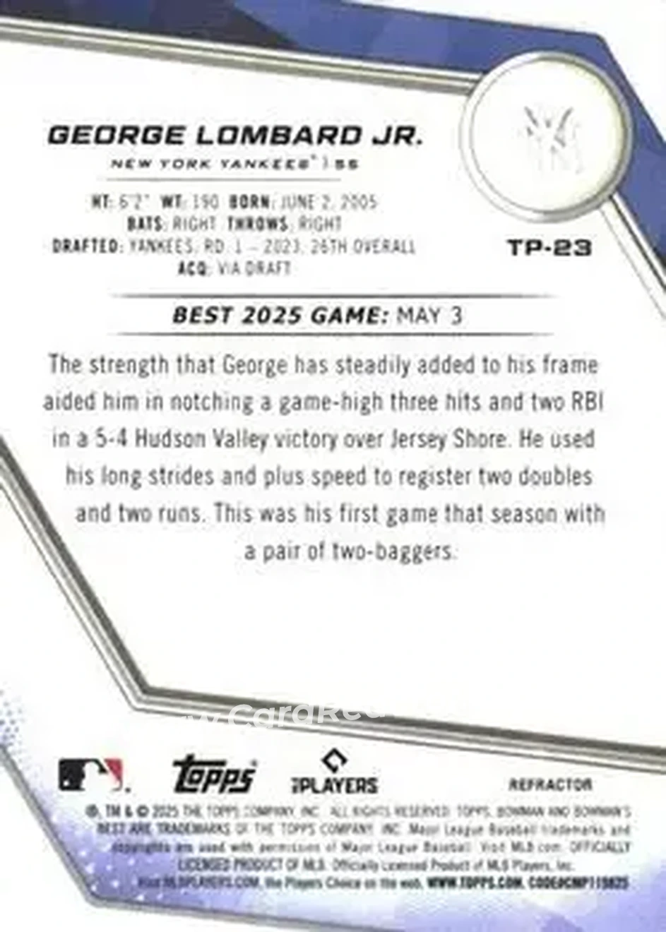 Back of George Lombard Jr.