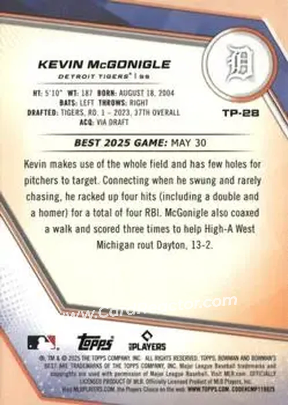 Back of Kevin McGonigle