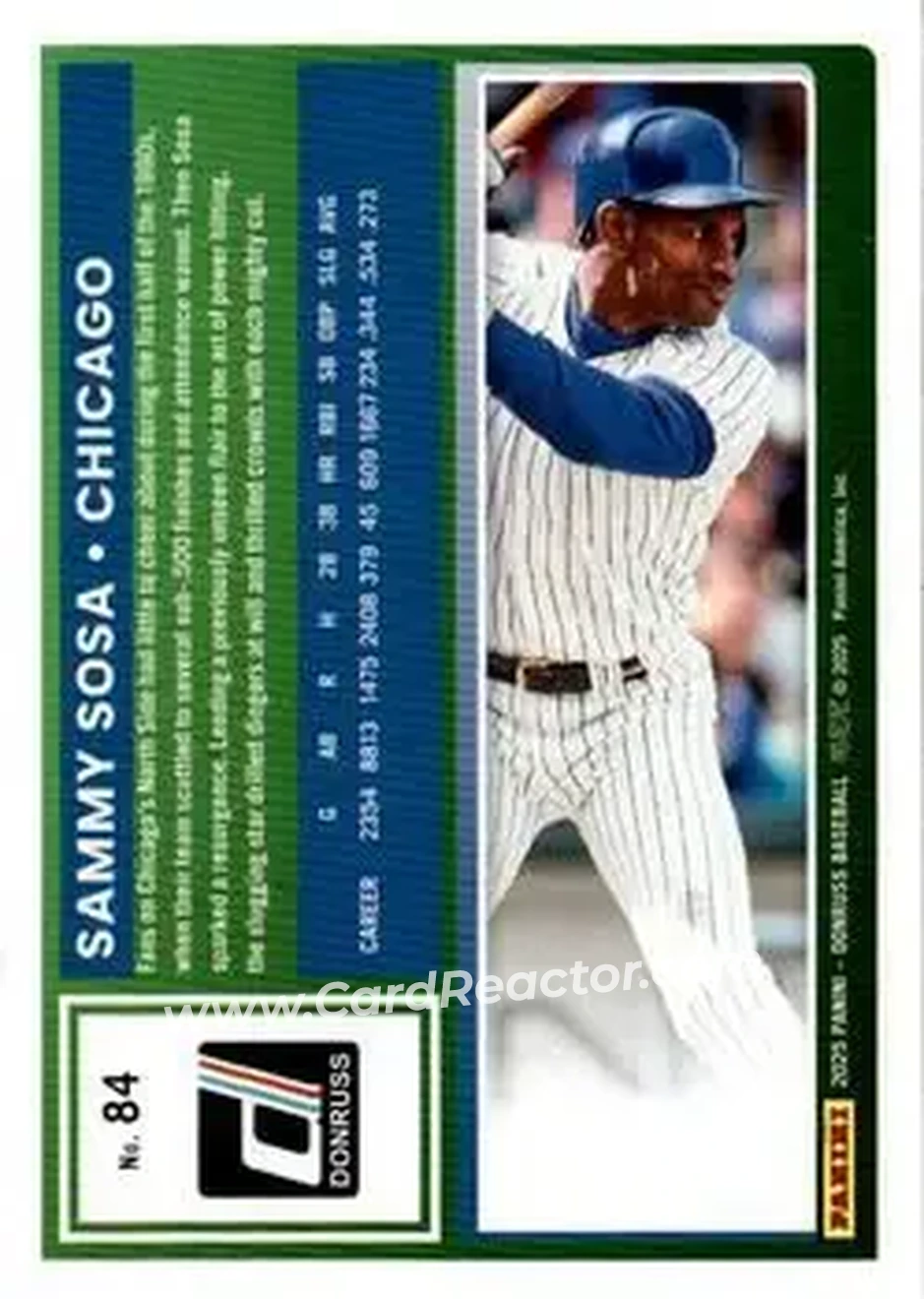 Back of Sammy Sosa