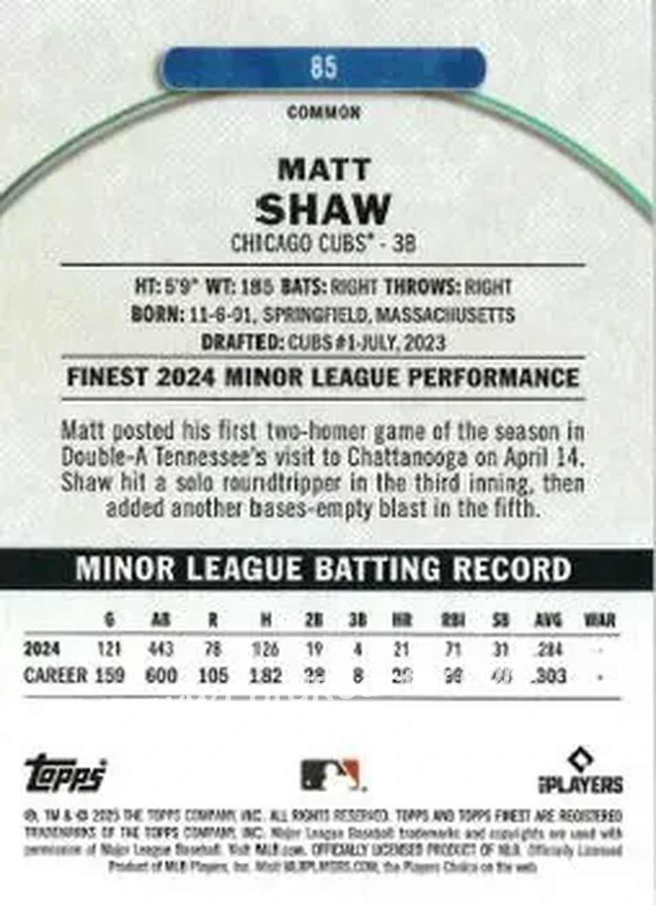 Back of Matt Shaw