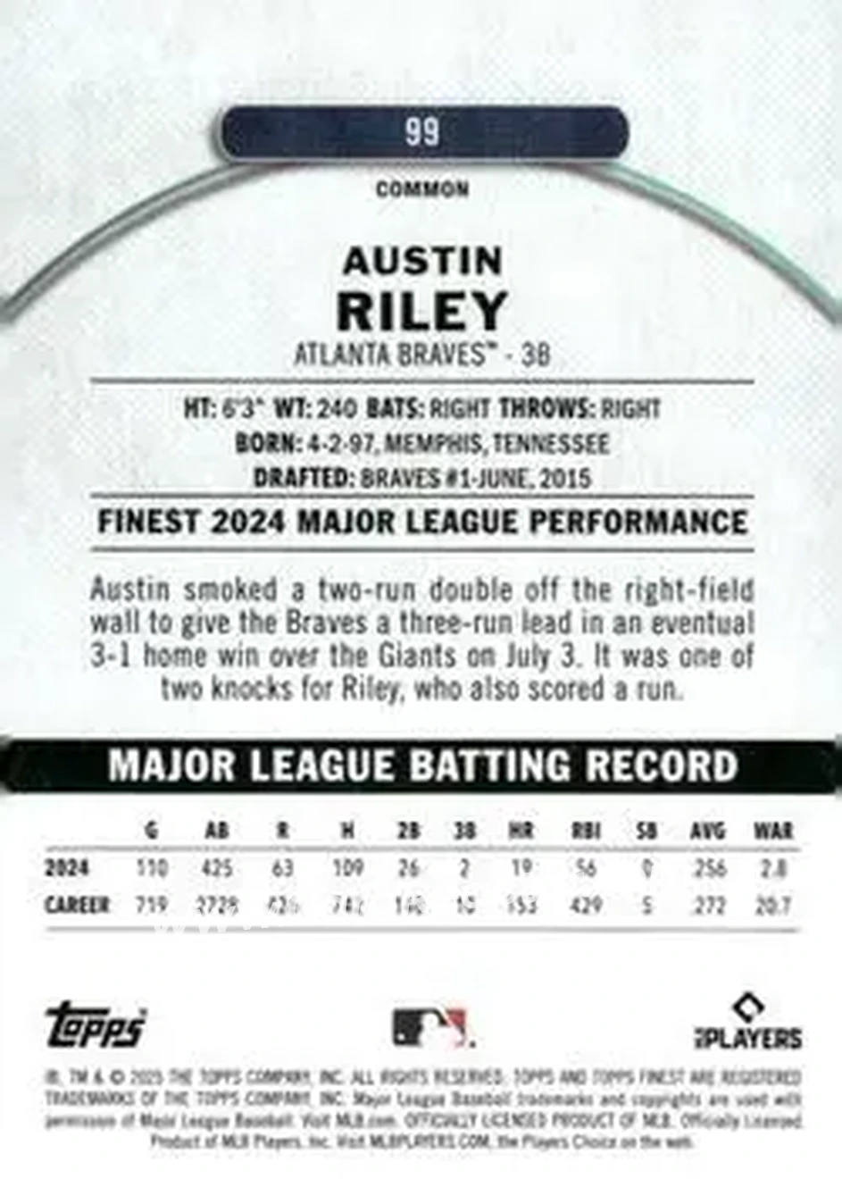 Back of Austin Riley