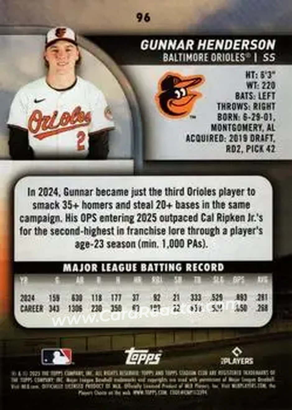 Back of Gunnar Henderson