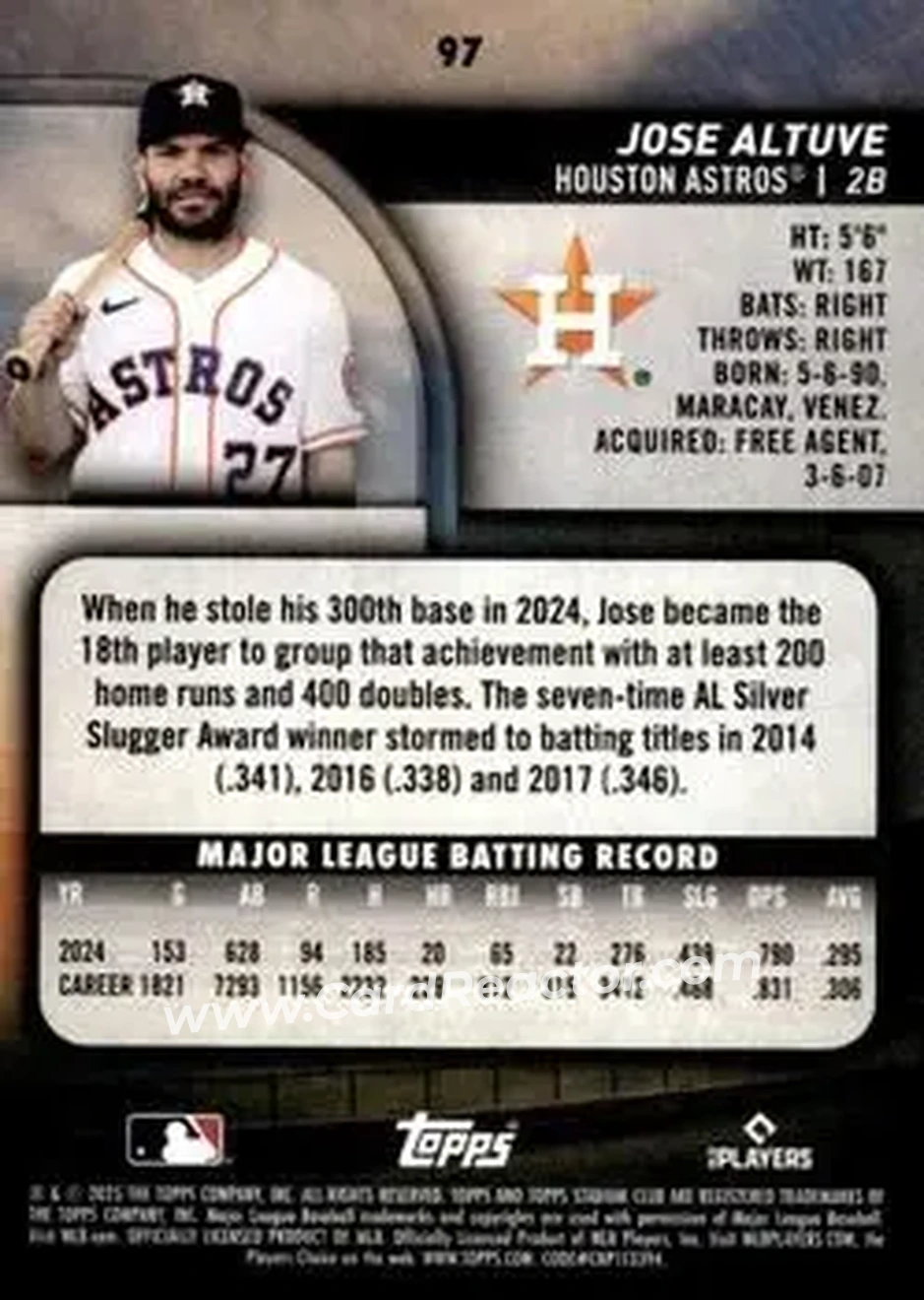 Back of Jose Altuve
