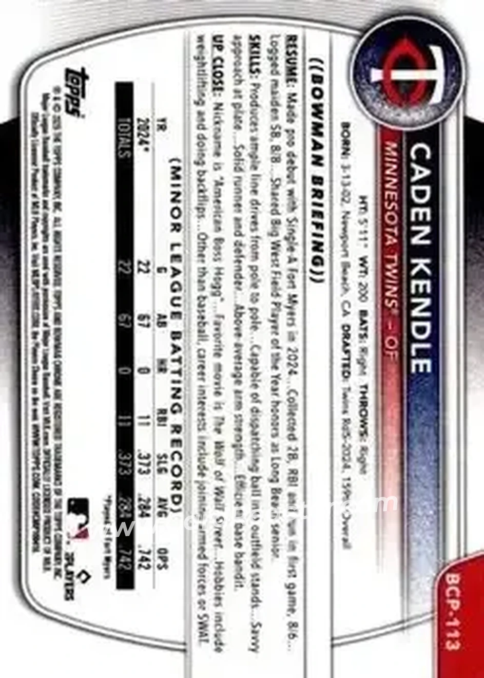 Back of Caden Kendle