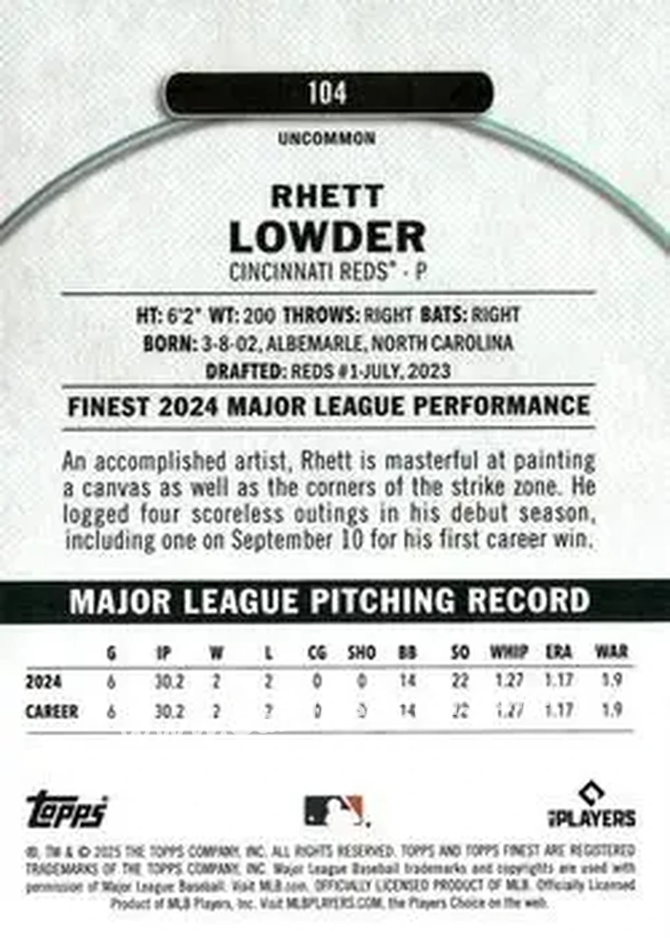 Back of Rhett Lowder