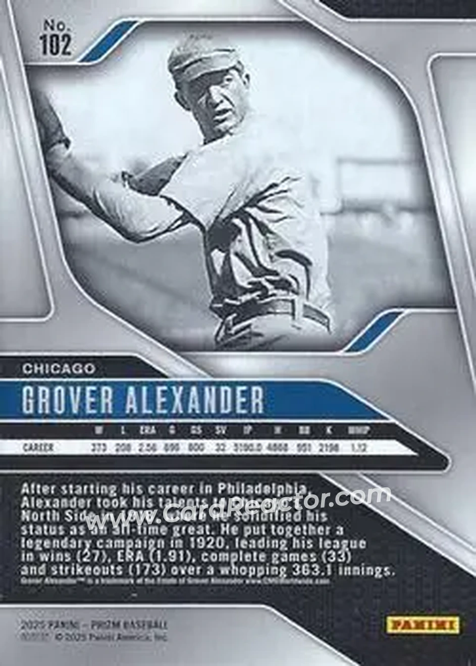 Back of Grover Cleveland Alexander