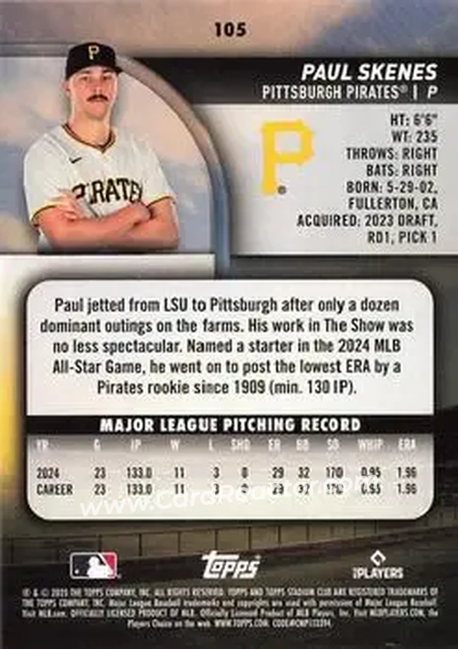 Back of Paul Skenes