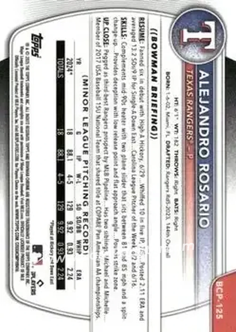 Back of Alejandro Rosario