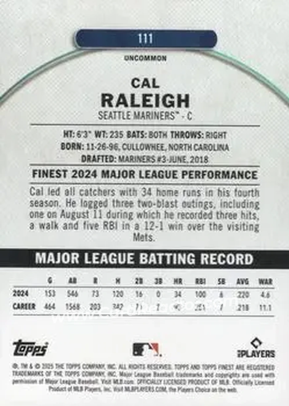 Back of Cal Raleigh