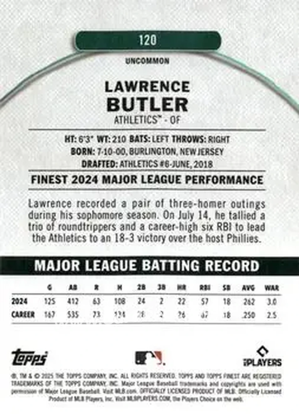 Back of Lawrence Butler