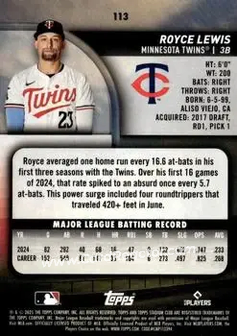 Back of Royce Lewis