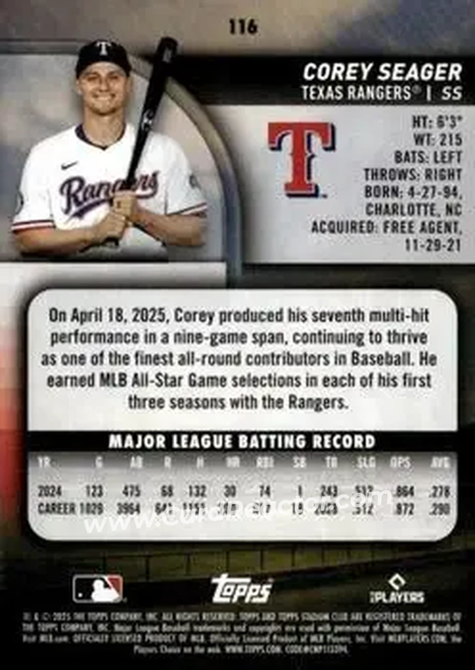 Back of Corey Seager