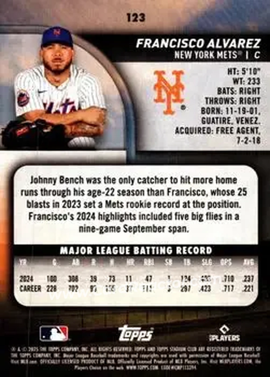 Back of Francisco Alvarez