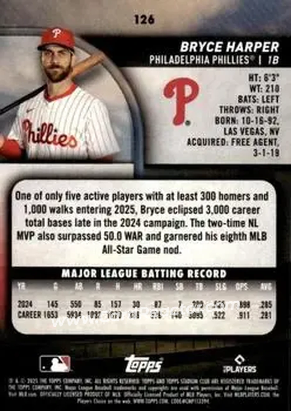 Back of Bryce Harper