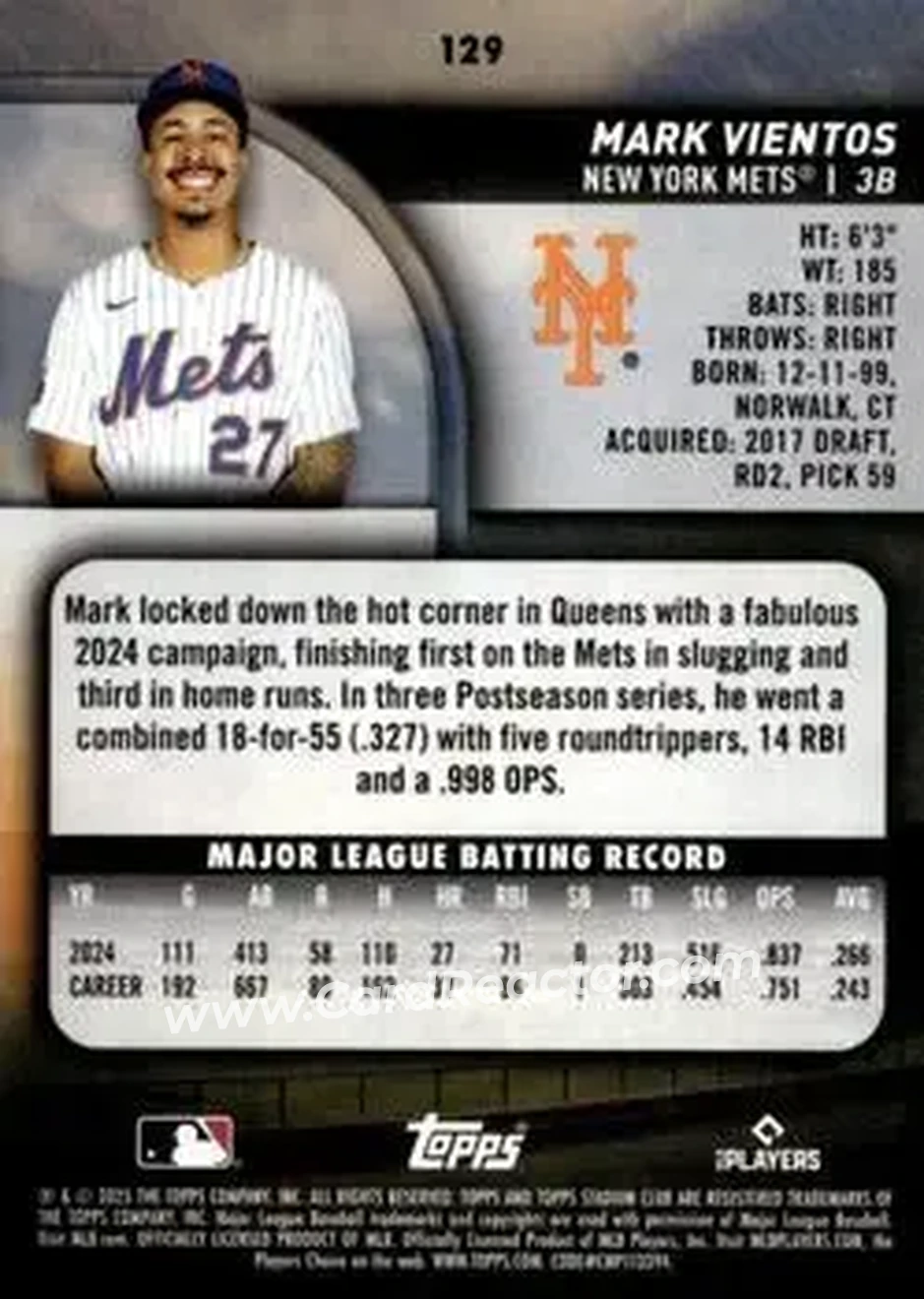 Back of Mark Vientos