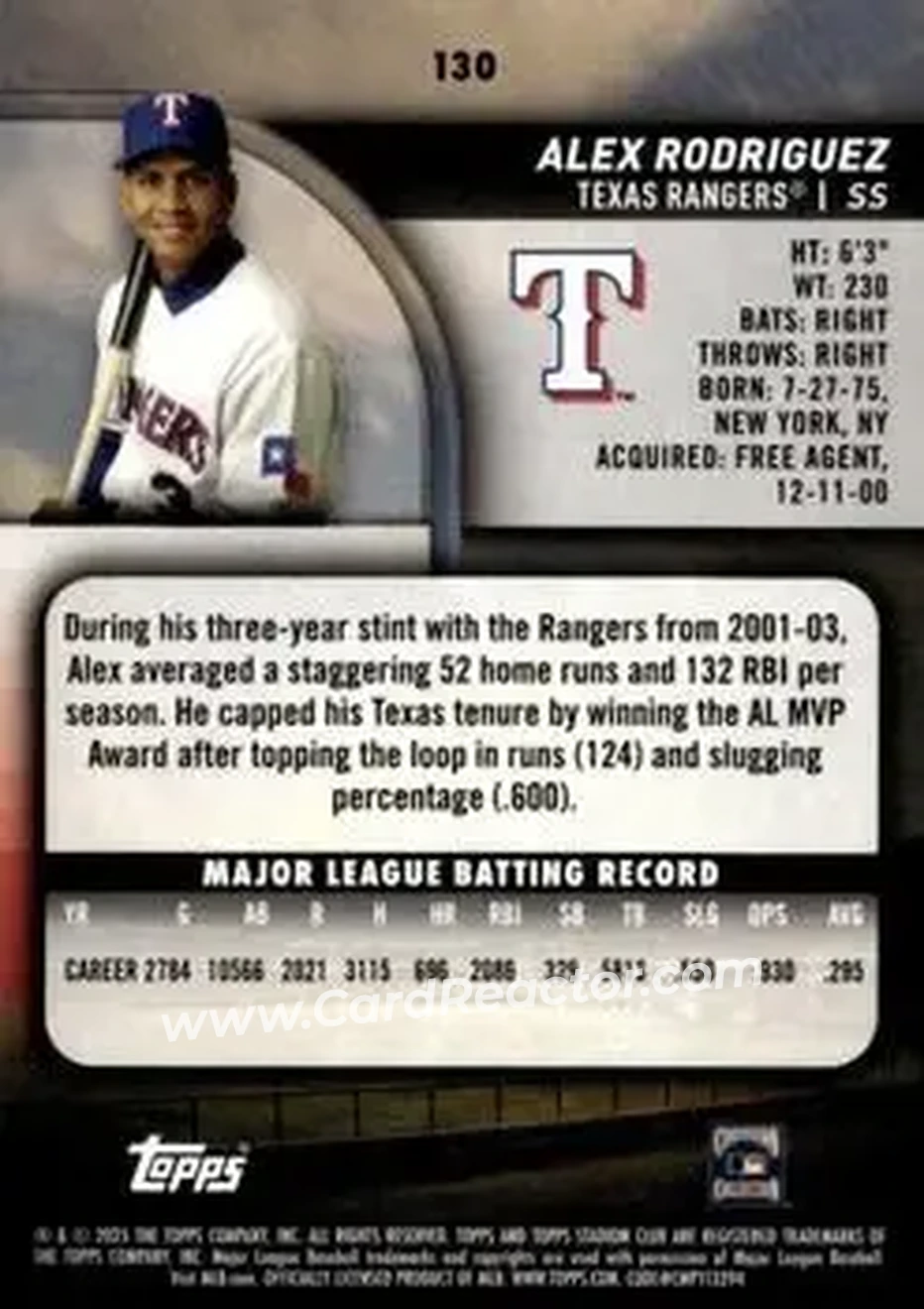 Back of Alex Rodriguez