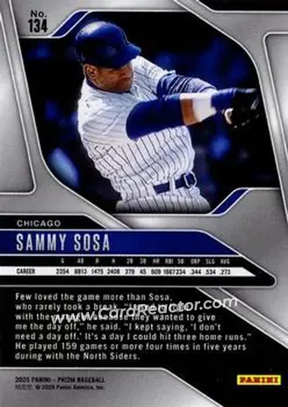Back of Sammy Sosa