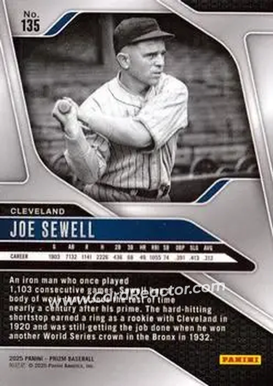 Back of Joe Sewell