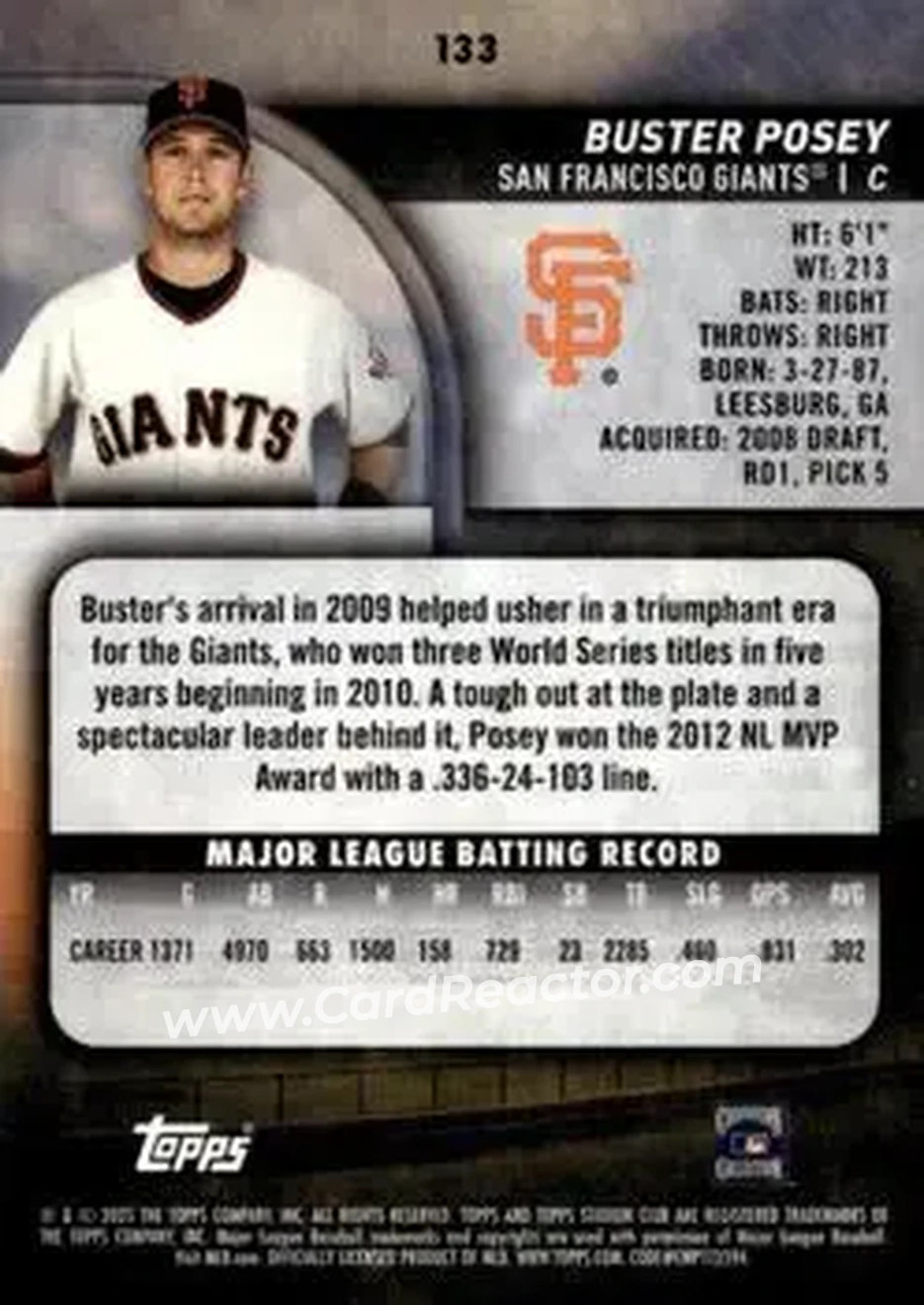 Back of Buster Posey