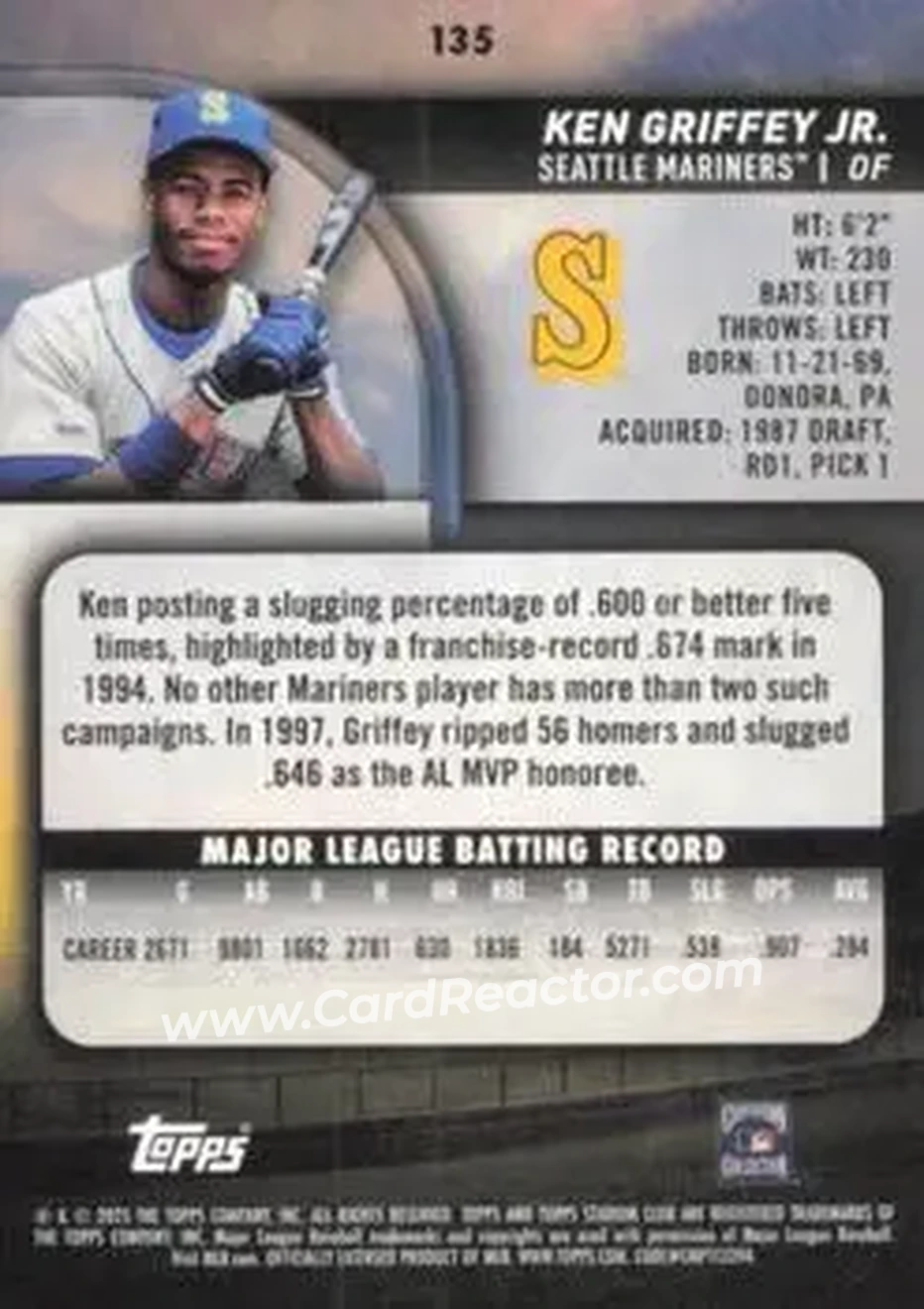 Back of Ken Griffey Jr.