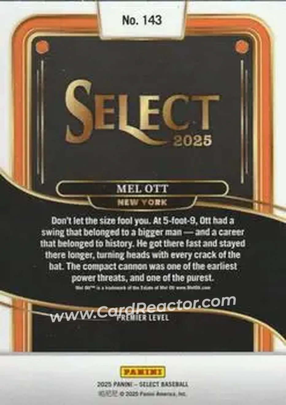 Back of Mel Ott