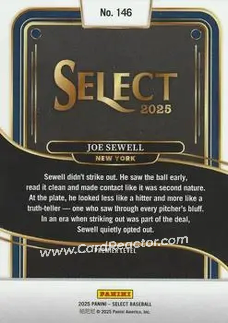 Back of Joe Sewell